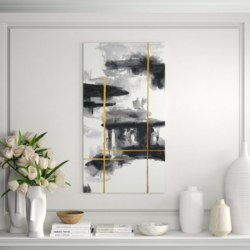 Gold Line II Painting by Sara Brown, Gilded Gold, 55" H x 30" W