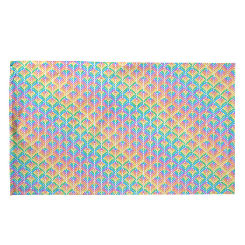 Serviette de thé à échelle arc-en-ciel, Sergé de coton, Jaune / vert / bleu