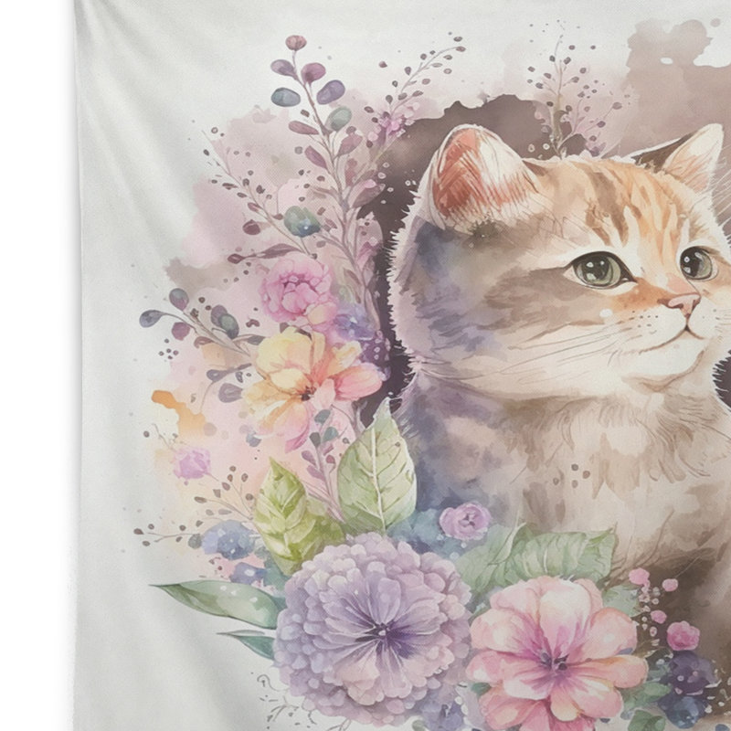 Tapisserie en polyester entourée de fleurs colorées II, H 50 po x l 60 po
