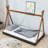 Twin Size Wooden Tent Floor Bed with Triangle Structure-1506752104