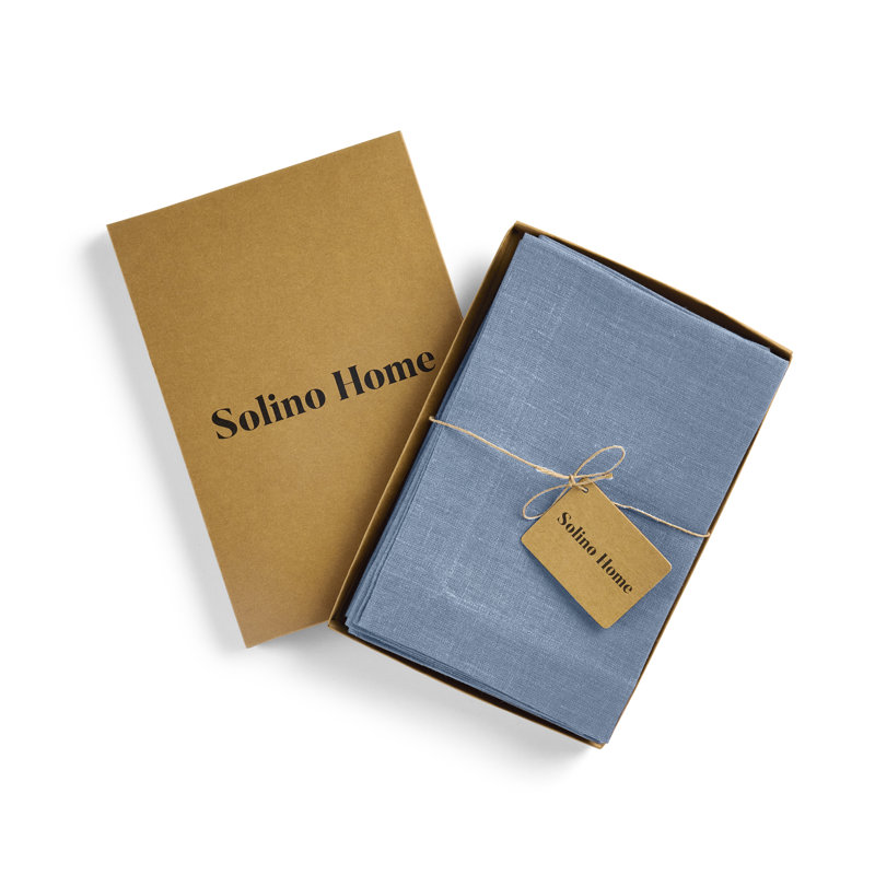 Diana - 100% Pure Linen Dinner Napkins, Dusty Chambray Blue