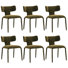 Modern Minimalist Dining Chair, Green Upholstered Fabric Chair With Splayed Steel Frame And Foam Cushion