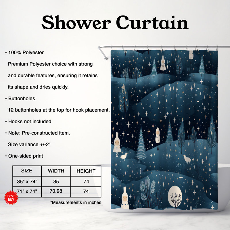 Rideau de douche Merry Night - Premium, H 74 po x l 71 po