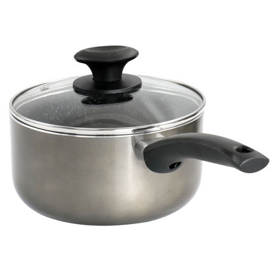 Oster 2.5 Qt Grey Nonstick Aluminum Saucepan with Lid