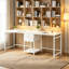 Bureau d'ordinateur deux places en acier avec tiroirs, 112 cm (L) x 65,5 cm (l) x 18,5 cm (H), fini brun