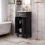 Meuble-lavabo de salle de bain avec lavabo supérieur, armoire de rangement moderne avec 2 portes à fermeture douce et tablette réglable-120194460