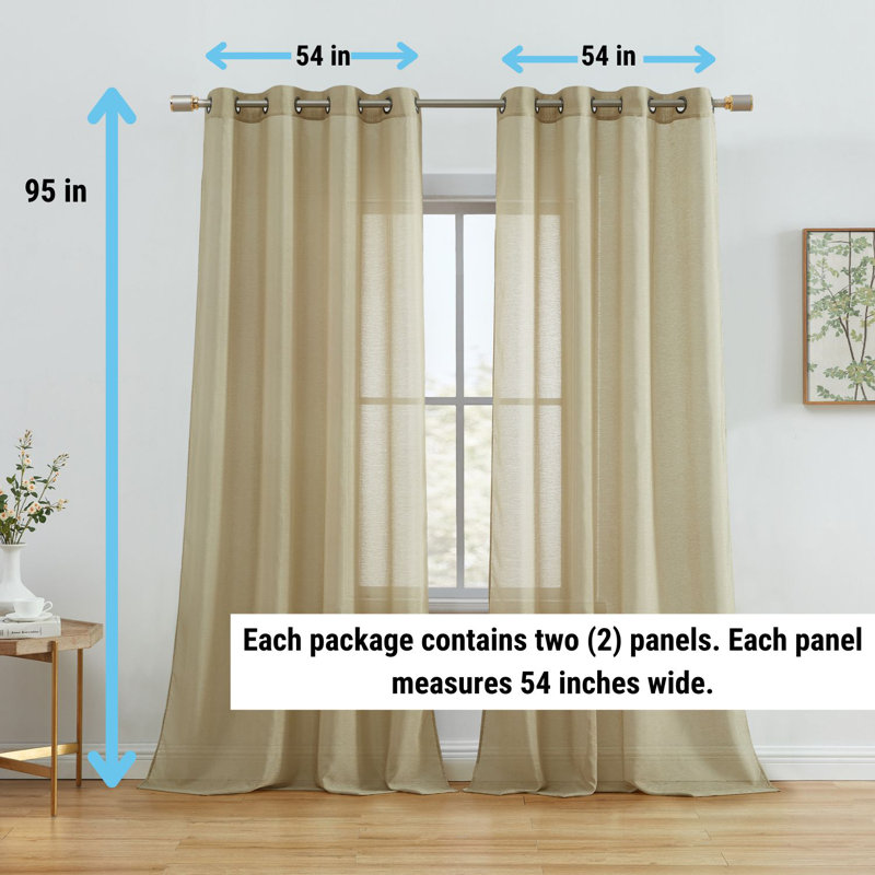 Carmille Semi-Sheer Grommet Curtain Panels, Taupe, 54" W x 95" L