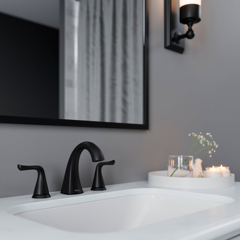 Willa Widespread Bathroom Faucet with Drain Assembly, Matte Black