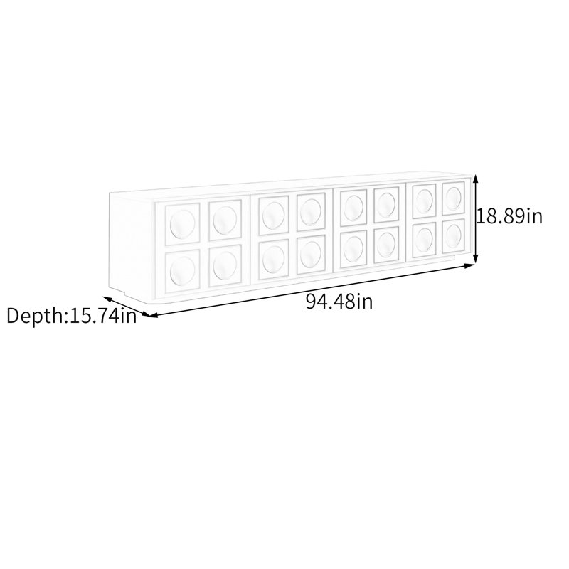Meuble télé avec rangement en bois de style rétro, 18.89"H x 94.48"L x 15.74"W