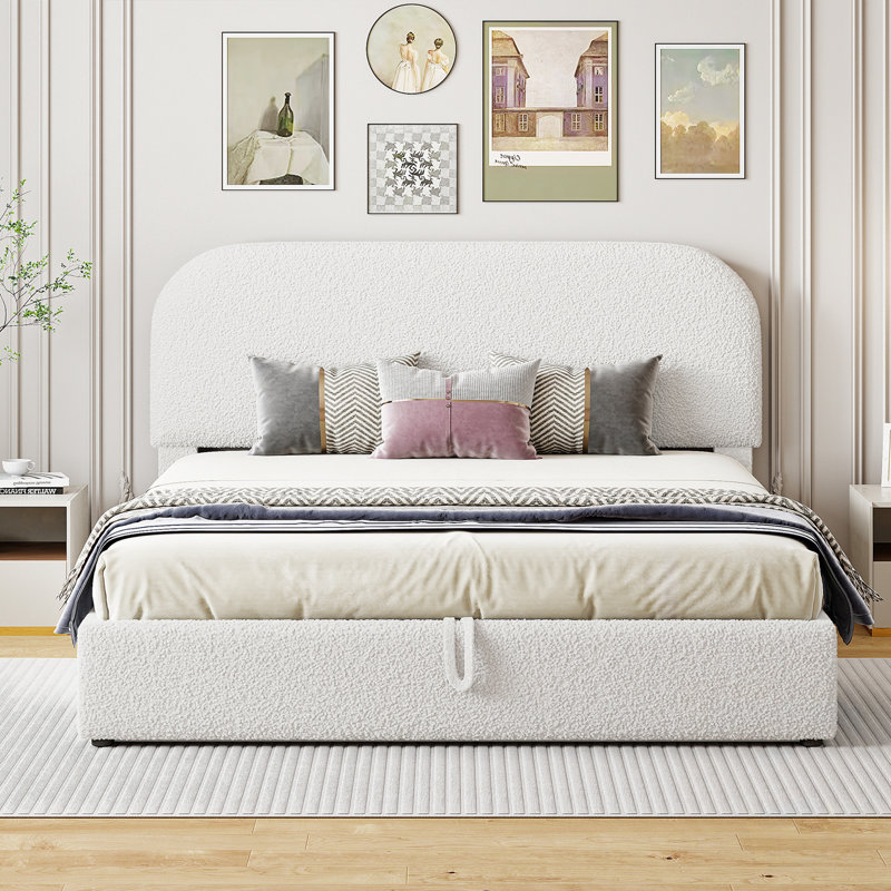 Grand lit plateforme tapissier Teddy, Grand lit
