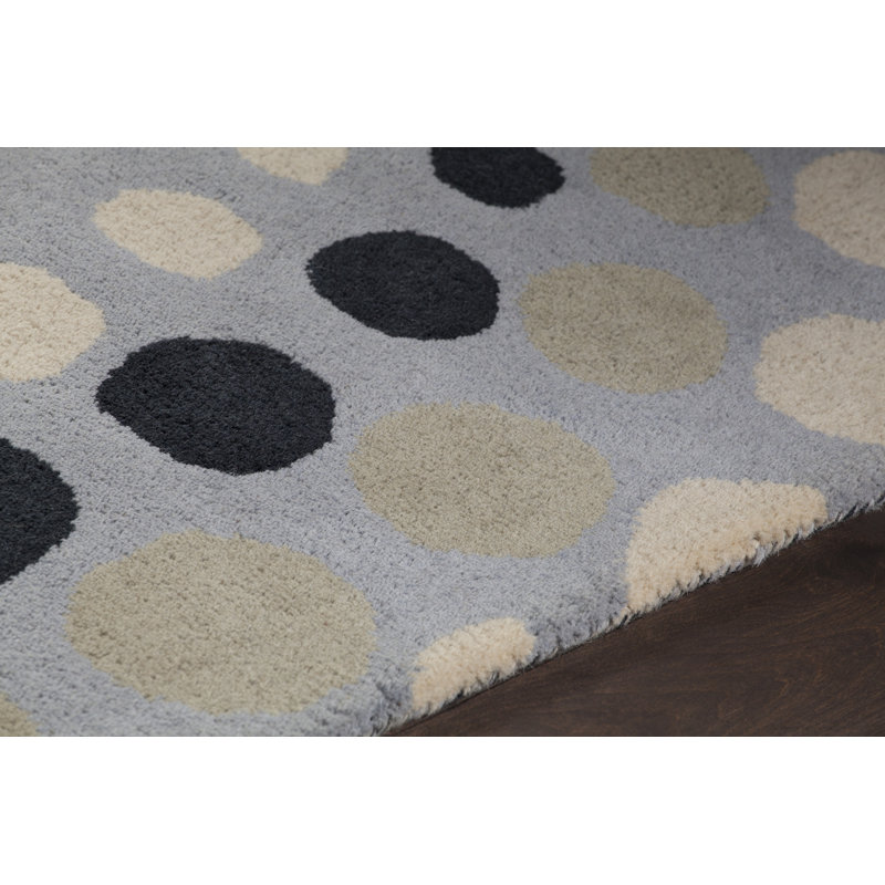 Tapis bleu en laine touffeté à la main Kerrell, 5 pi x 7 pi