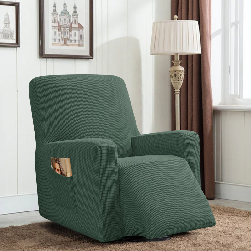 Housse pour fauteuil inclinable à coussins carrés/rectangulaires, Mélange de polyester cyan foncé