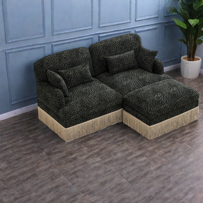 Deep Seat Modular Sofas Chenille Leopard Modern Living Room Home
