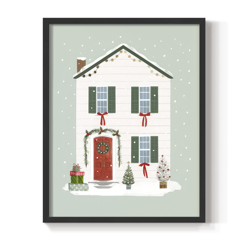 «Festive Front Door III», reproduction encadrée - bois massif, H 11 po x l 9 po, Cadre noir