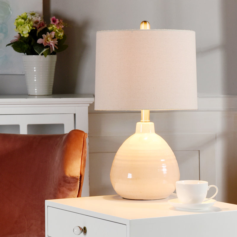 Lampe de table en céramique 21 po Alverez, Brume d'orange