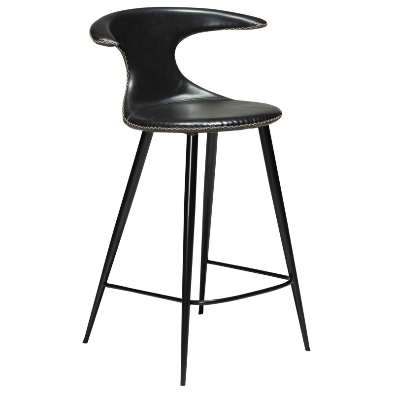 Flair Upholstered Counter Stool with Metal Frame, Black