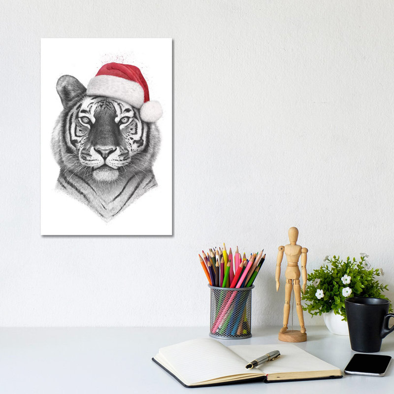 Christmas Tiger by Valeriya Korenkova - Wrapped Canvas Gallery-Wrapped Canvas Giclée, 30.48cm H x 20.32cm W