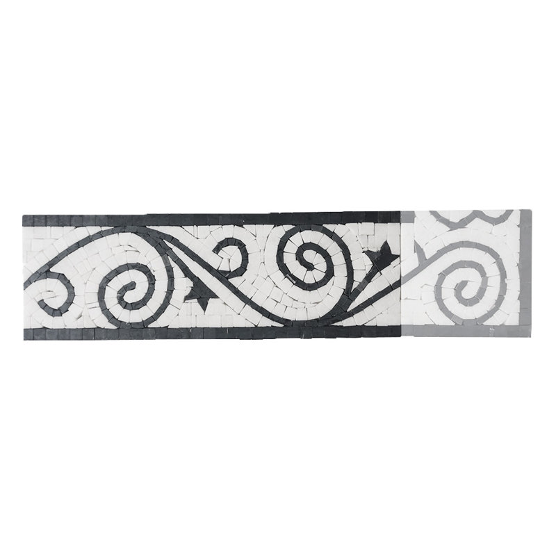 4" x 12" Marble Mosaic Sheet Wall Floor Use Tile, White/Brown