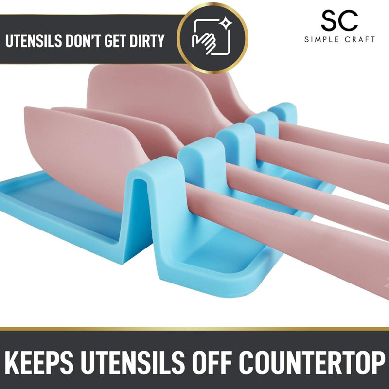 Repose-ustensiles en silicone avec sous-main pour plusieurs ustensiles