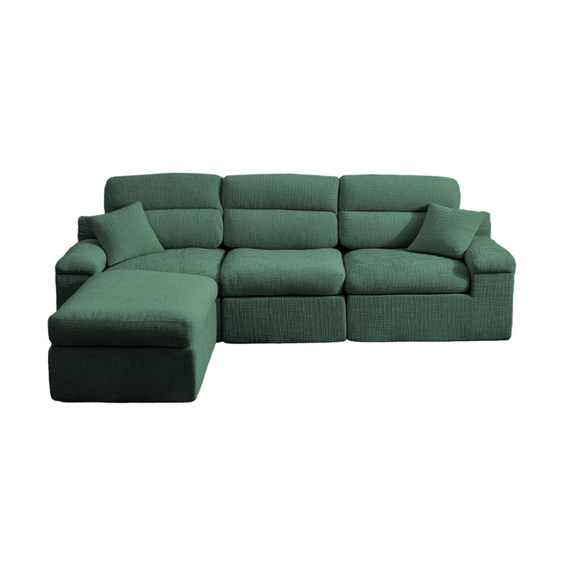 Canapé d'angle avec dossier haut, canapé en L avec chenille flammée, coussin en éponge haute densité à compression, canapé sans assemblage peu encombrant pour le salon, un appartement