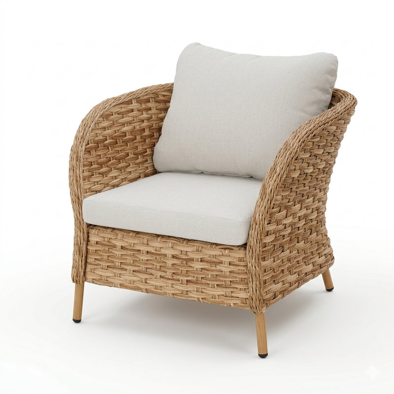 Chaise longue d'extérieur en osier Ashbourne toutes saisons, coussins inclus