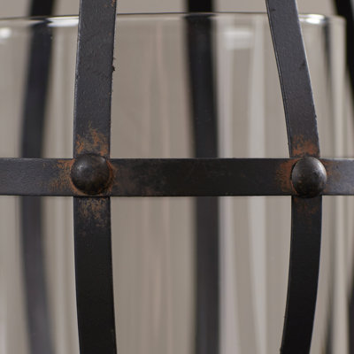 Brown Metal Suspended Pillar Lantern Indoor Outdoor Wall Sconce