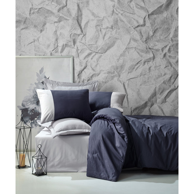 Ensemble de housse de couette 100% coton Sugarland, Bleu, Housse de couette 94 po x 87 po + 2 taies d'oreill