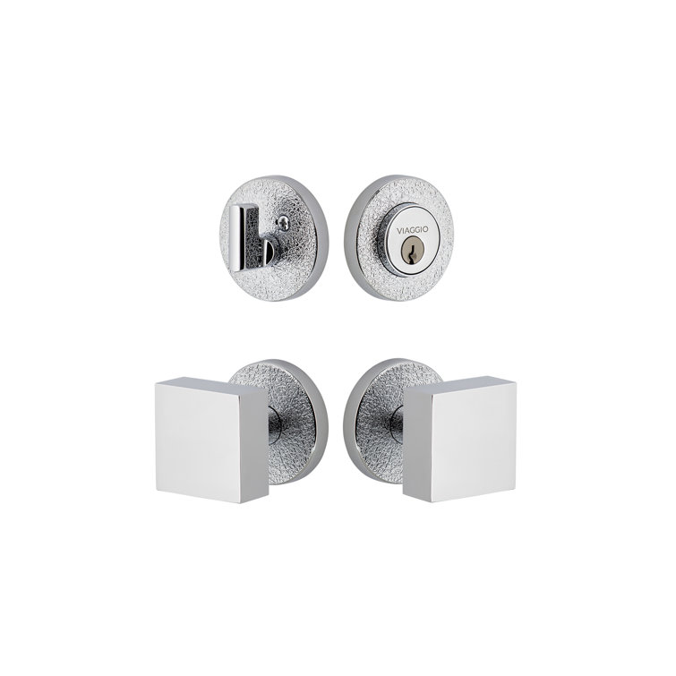 Viaggio Circolo Leather Texture Rosette Complete Entry Set with Quadrato Knob