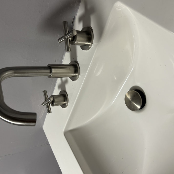 Walcutus Modern 16.5" Square Ceramic Vessel Sink With Chrome Faucet & Drain Combo