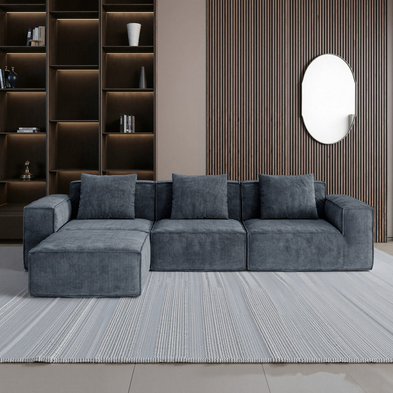 Le canapé modulaire de 118 pouces peut être converti en un canapé-lit surdimensionné., Gris