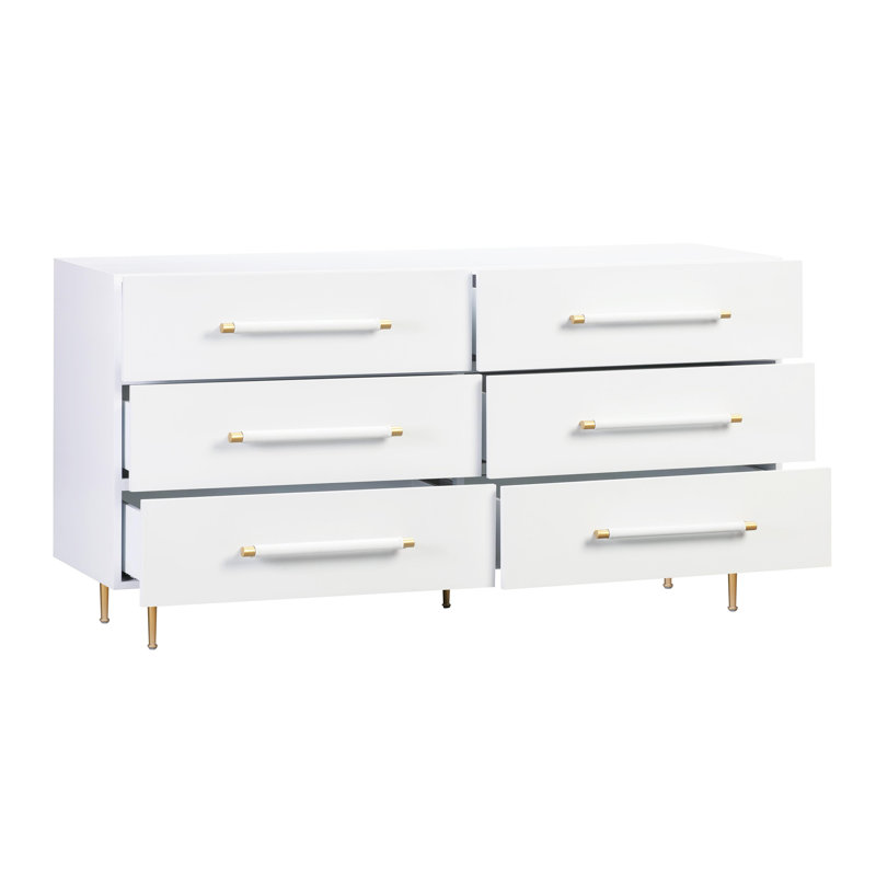 Commode Billiot Trident à 6 tiroirs, Blanc