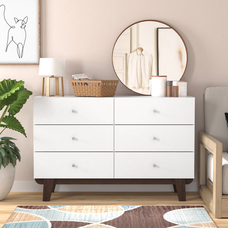 Hasler 47''W 6-Drawer Wood Dresser, Matte White