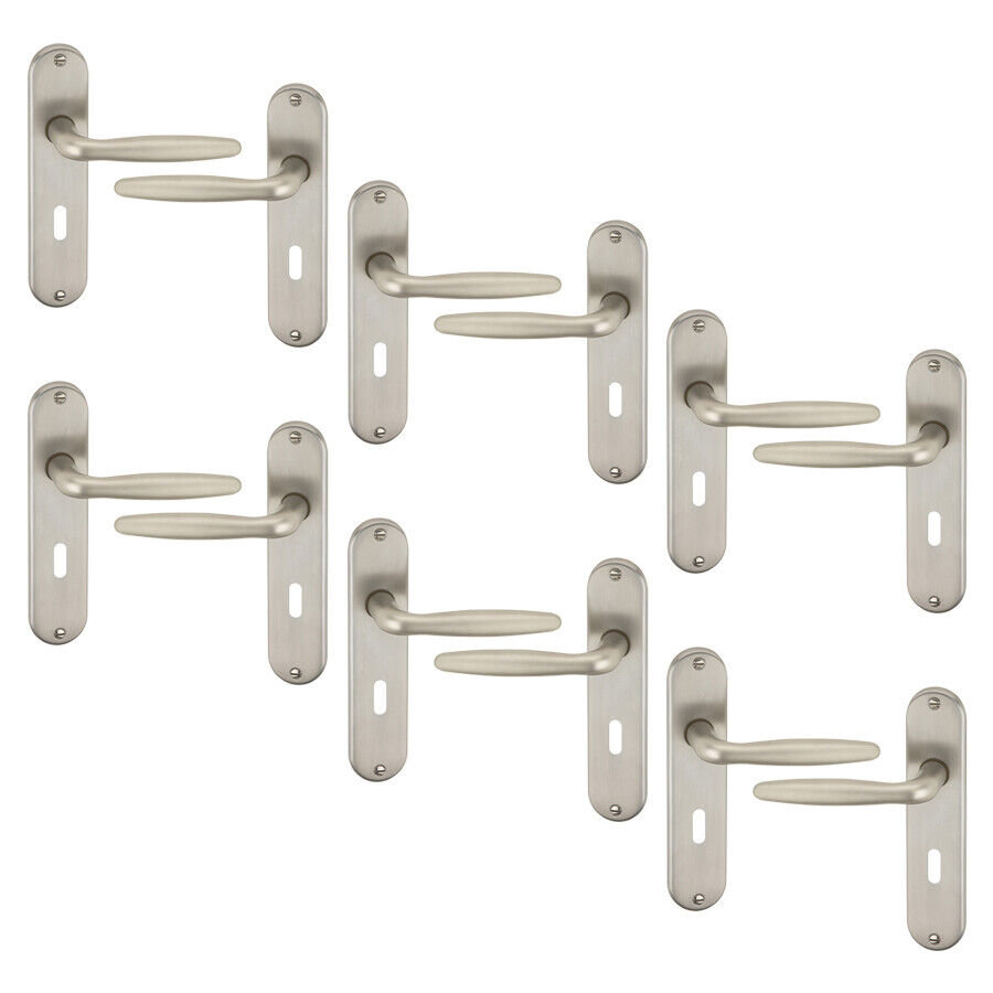 6x Urfic Rouen Metal Lever Latch Door Handles Set Rose Internal & External