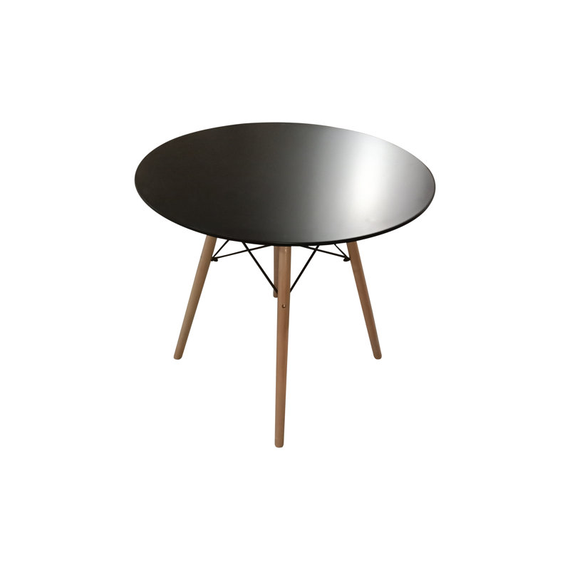 47" Round Dining Table with MDF Top and Beech Wood Legs Seats 4 Person, 29”H x 48”D x 48”W, Black