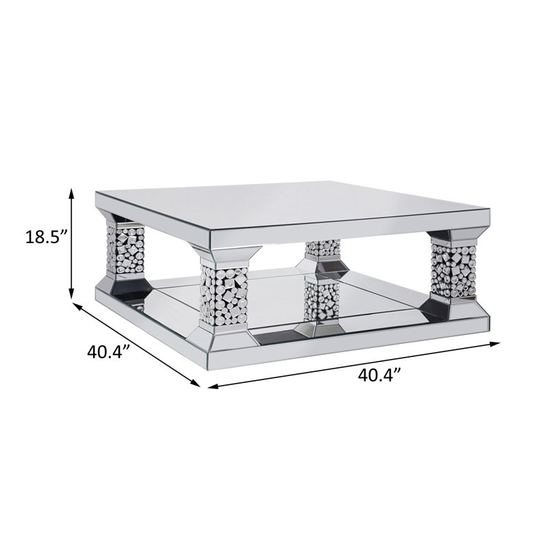 Table basse, miroir et fausses pierres précieuses