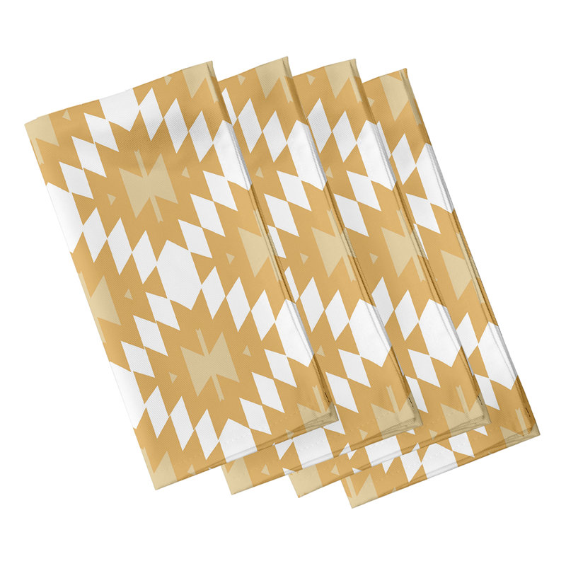 Sofiane Polyester Geometric Square Napkin, Yellow