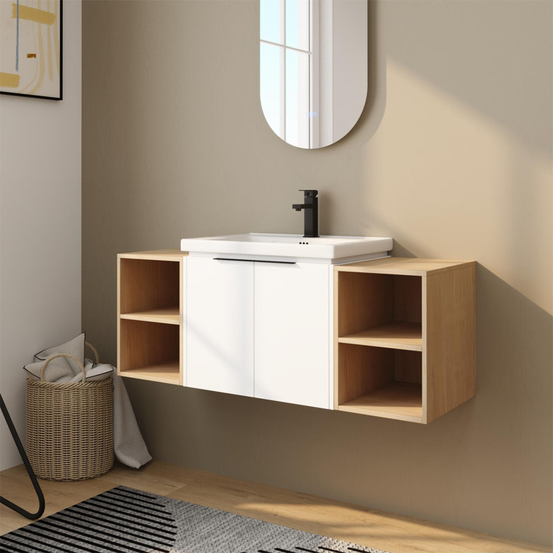 Asael 48'' Single Floating Bathroom Vanity with Ceramic Top