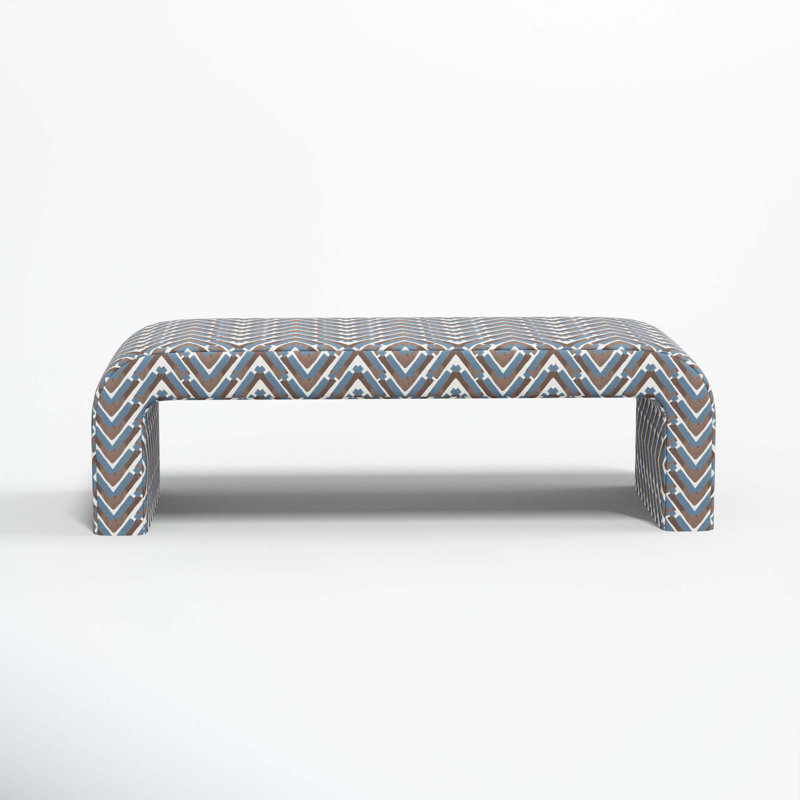 Barley Upholstered Bench, Stroke Ocean Chevron