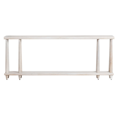 76 In. Cream Solid Wood One Shelf Accent Console Sofa Table