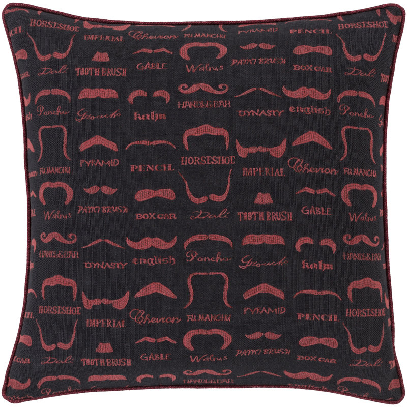 Deveau Throw Pillow, Square 20", Down, Red/Black