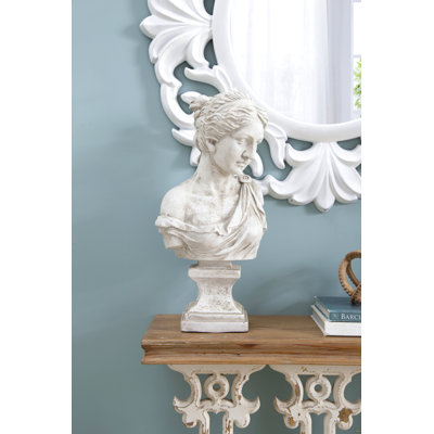 10x9x22" Bust Of Women In Magnesian, Classic Sculpture for Indoors Outdoors Garden Decor