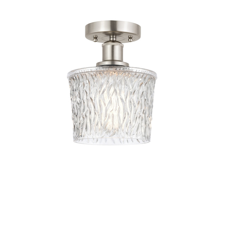 Plafonnier semi-encastré 1 lumière 6,5 po Camire, Nickel satiné brossé