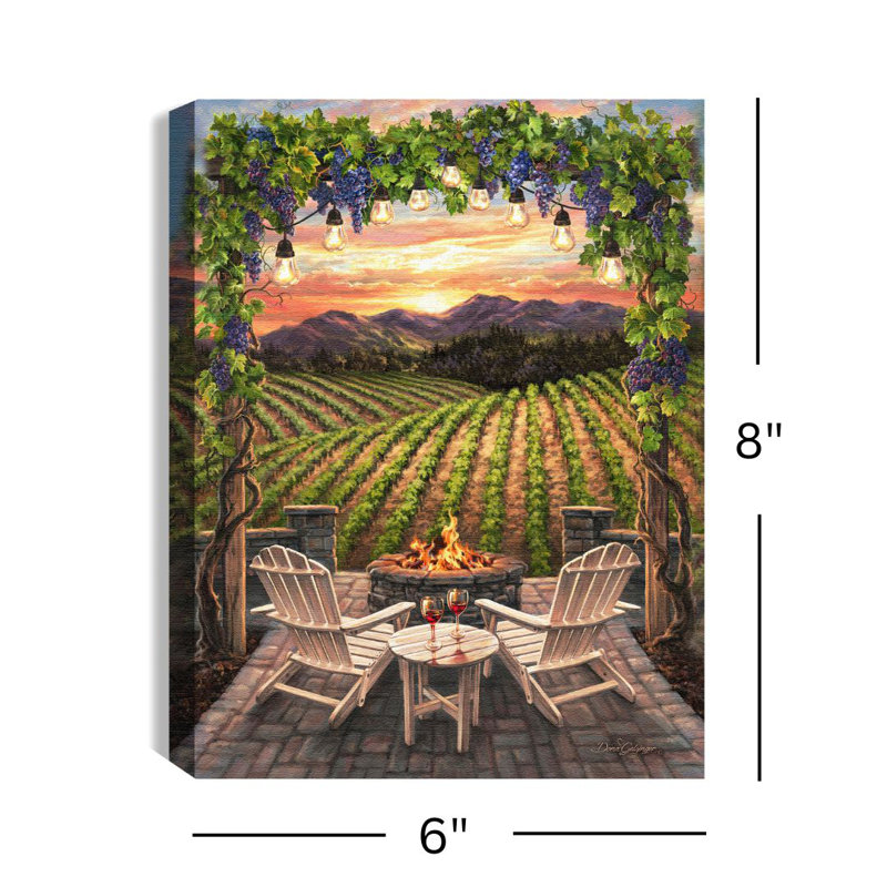 Sickels - Wine at Sunset 8x6 Lighted Tabletop Canvas