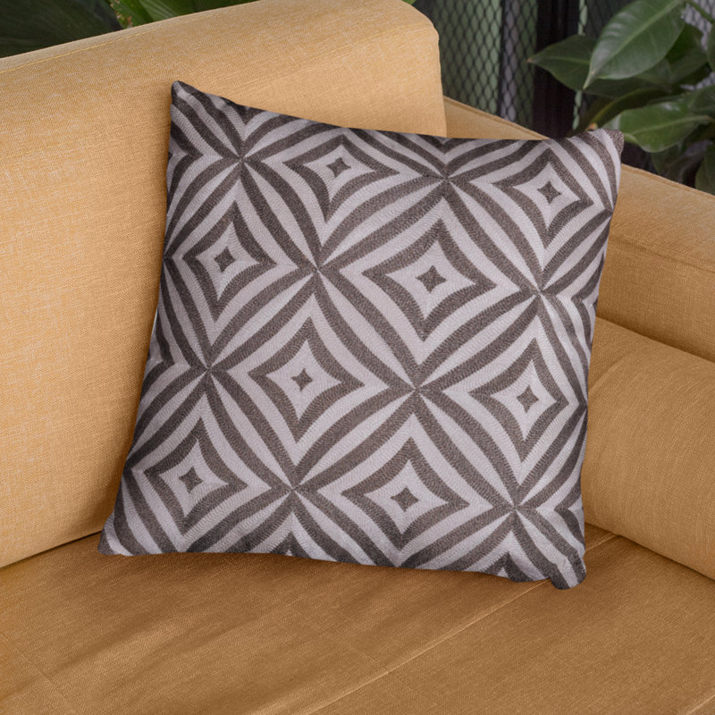Beige and Brown Geometric Embroidered Pillow Covers, Set of 4, 20x20 Inches