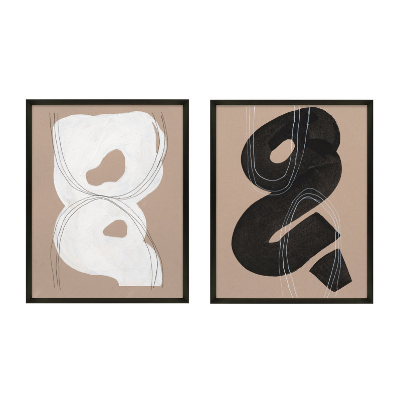 Ensemble de 2 reproductions de cadres Madalynn, H 38 po x l 30 po x P 1,25 po, Bois noir