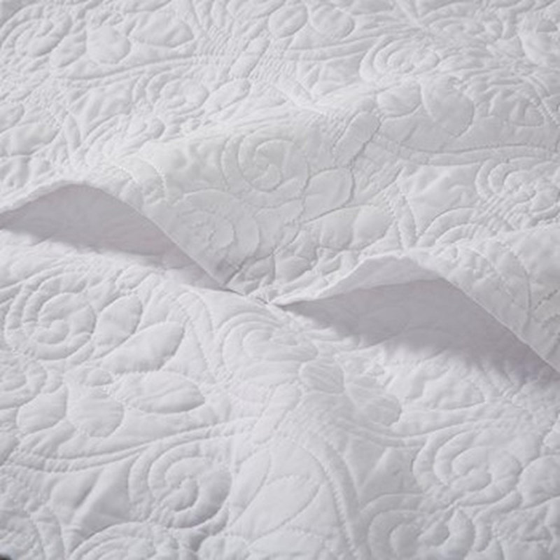 Ensemble de courtepointe réversible 4 pièces, Blanc, Courtepointe double et 2 taies décoratives standa