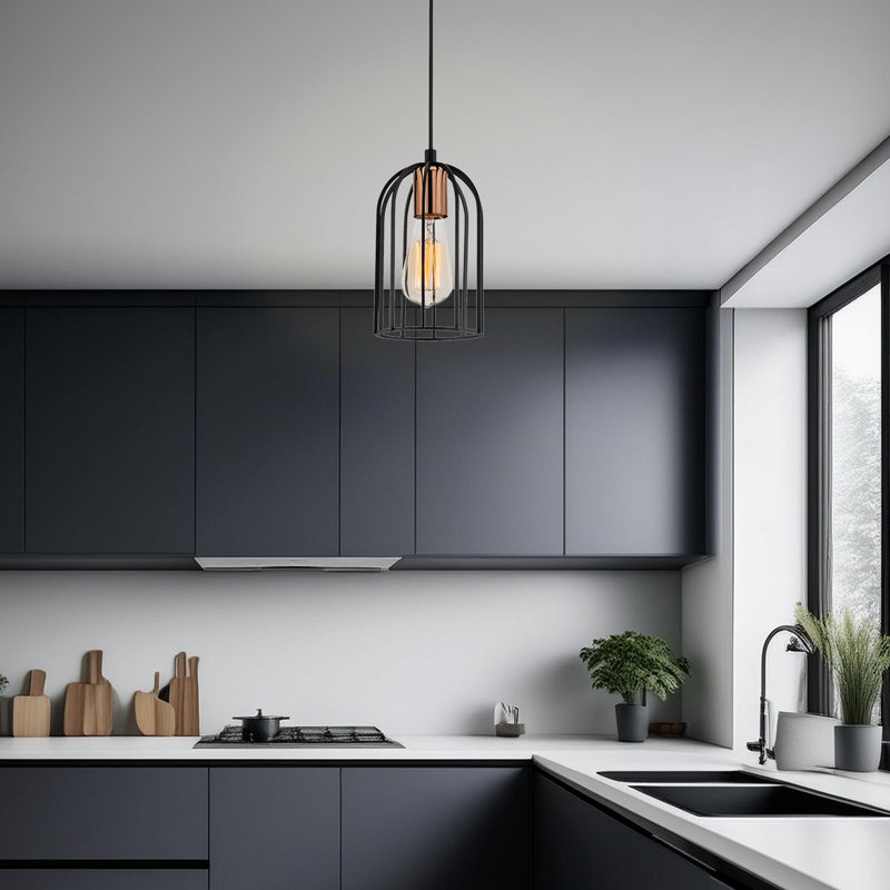 Luminaire suspendu en forme de lanterne à 1 lumière Aikam