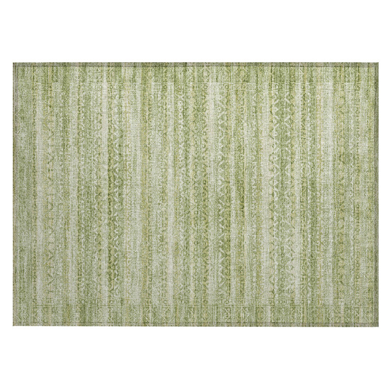 Machine Washable Indoor/Outdoor Xhevrie Sage Rug, Rectangle 1'8" x 2'6"