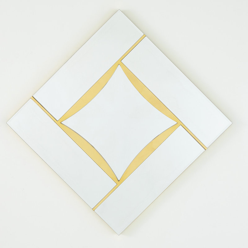 Gold Leaf Rectangular Diamond Shape Wall Mirror