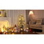 Potted Pre Lit Snow Flocked Pencil Christmas Tree, Slim Xmas Tree with Warm White Lights, 8 Light Modes, Branch Tips, with pine cones and berries for Home and Office Decor-606942365-606942364